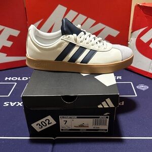 Adidas VL Court Base Sneakers - White and Dark Blue